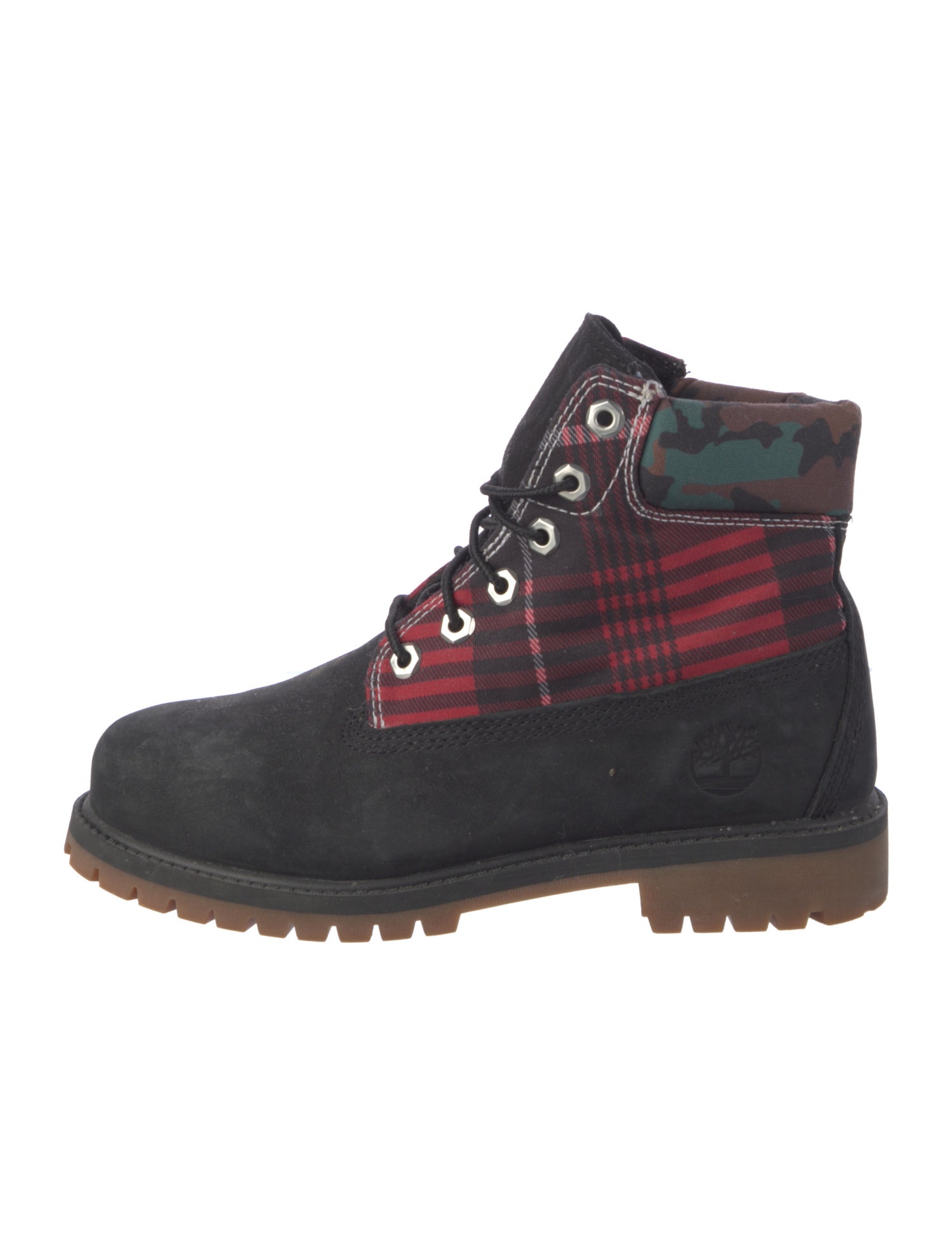 Timberland Nubuck Plaid Print Lace-Up Boots