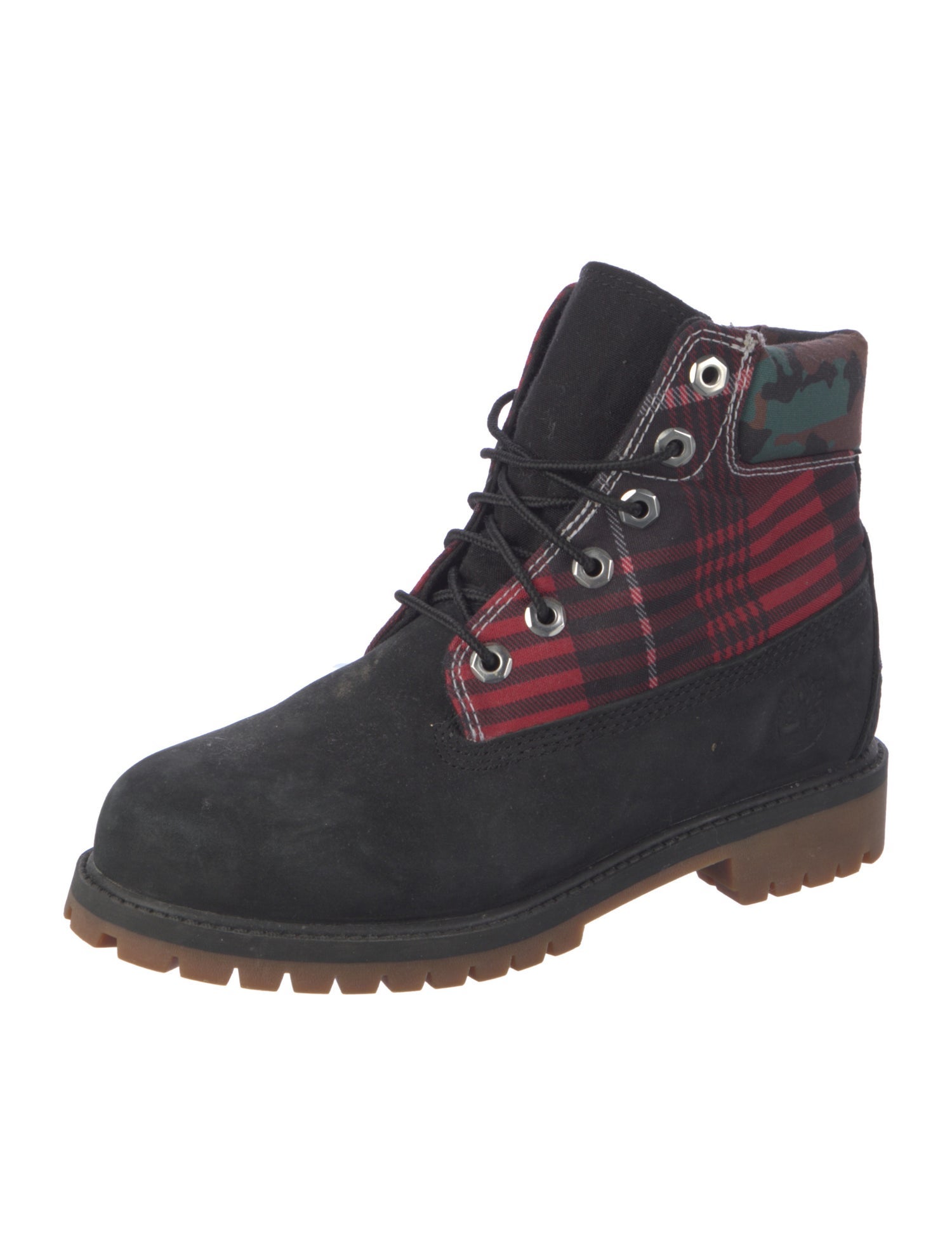 Timberland Nubuck Plaid Print Lace-Up Boots