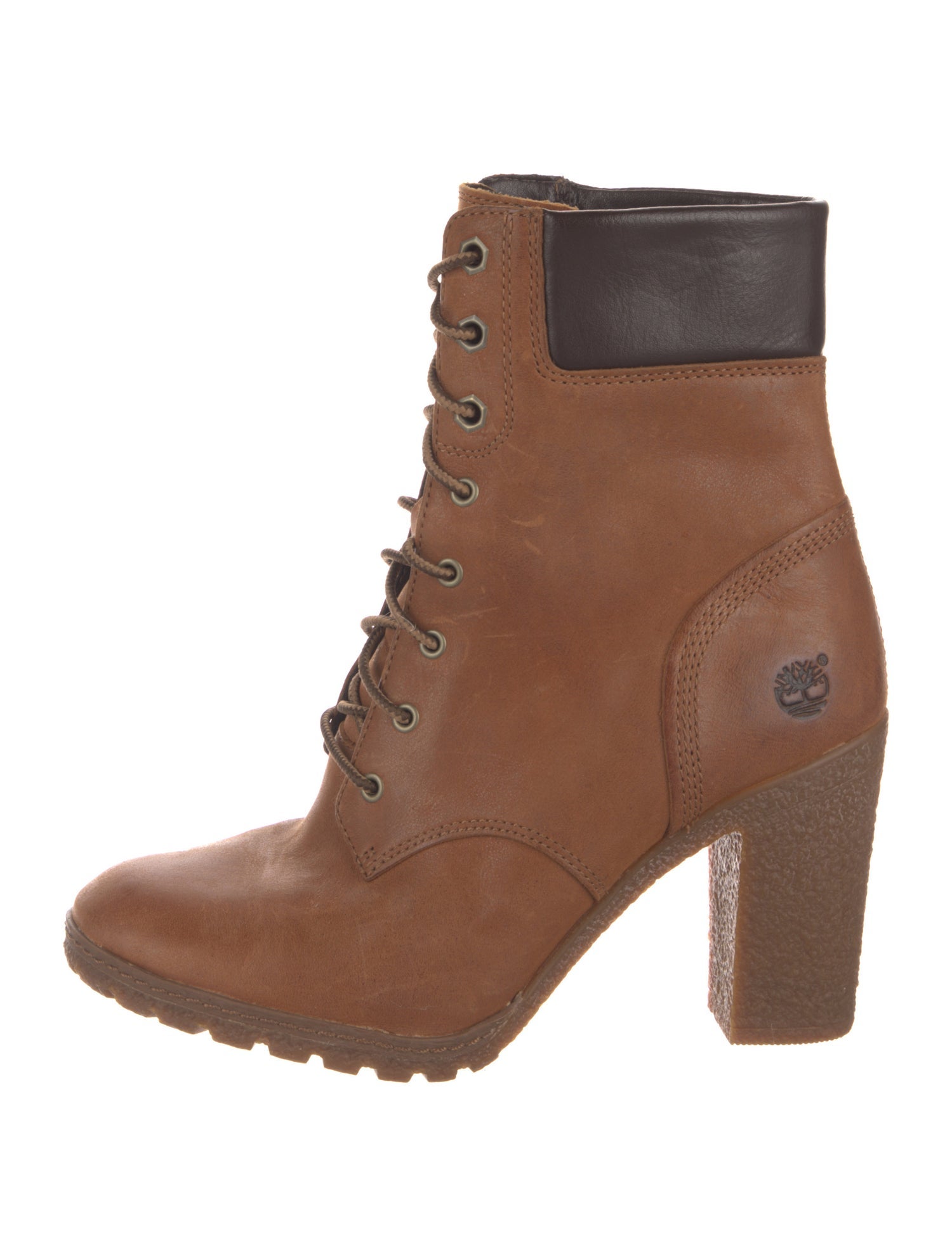 Timberland Leather Colorblock Pattern Lace-Up Boots