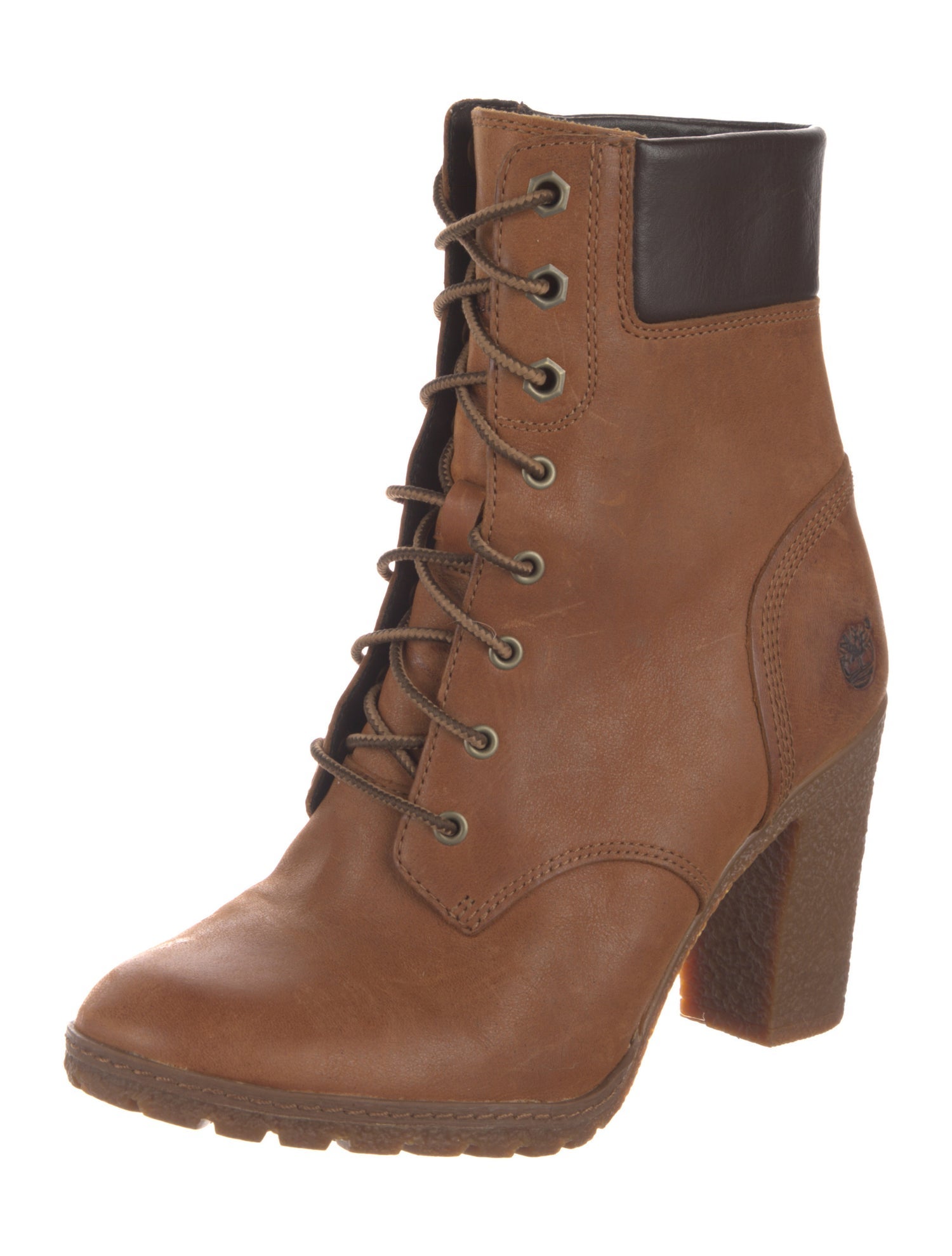 Timberland Leather Colorblock Pattern Lace-Up Boots
