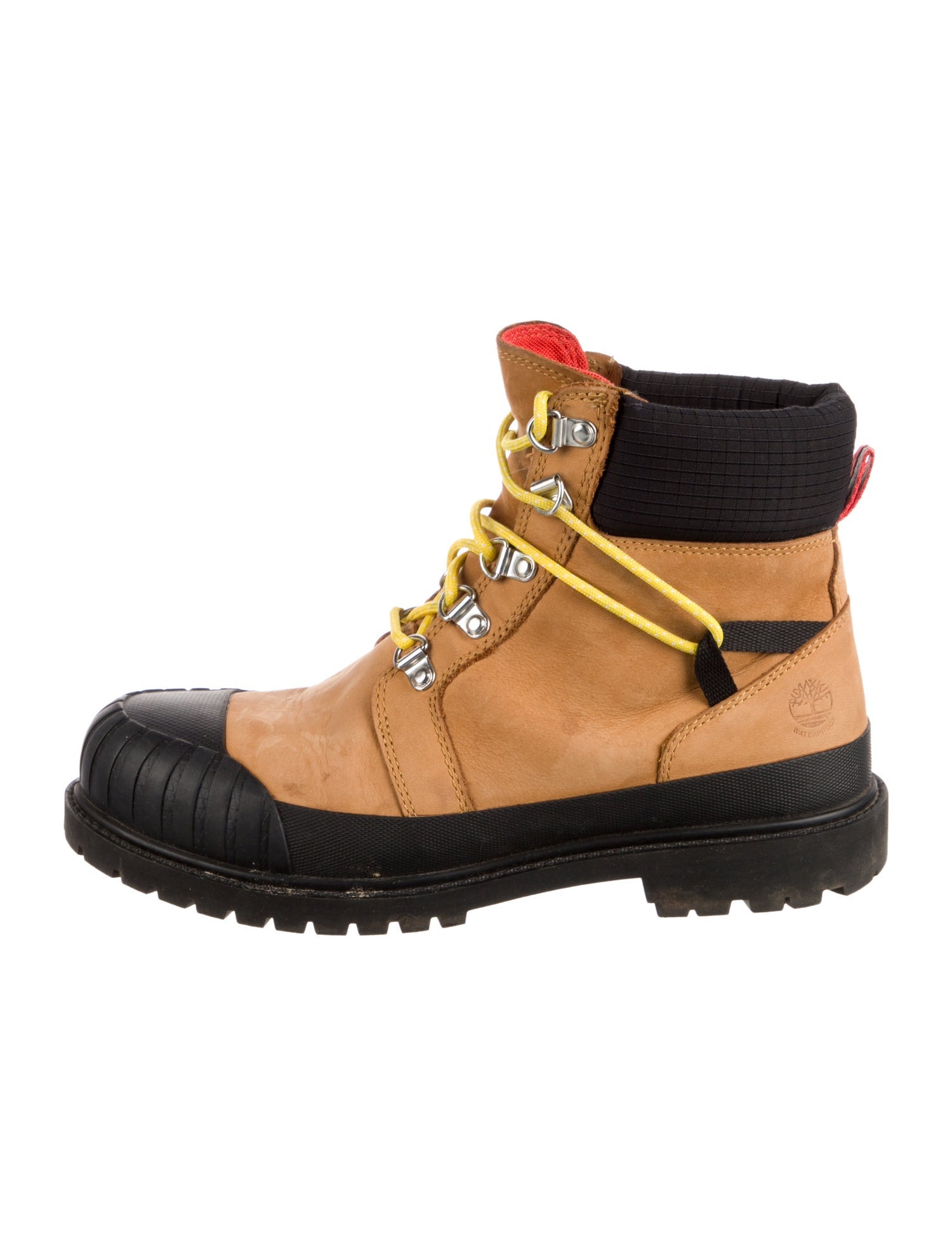 Timberland Leather Colorblock Pattern Combat Boots