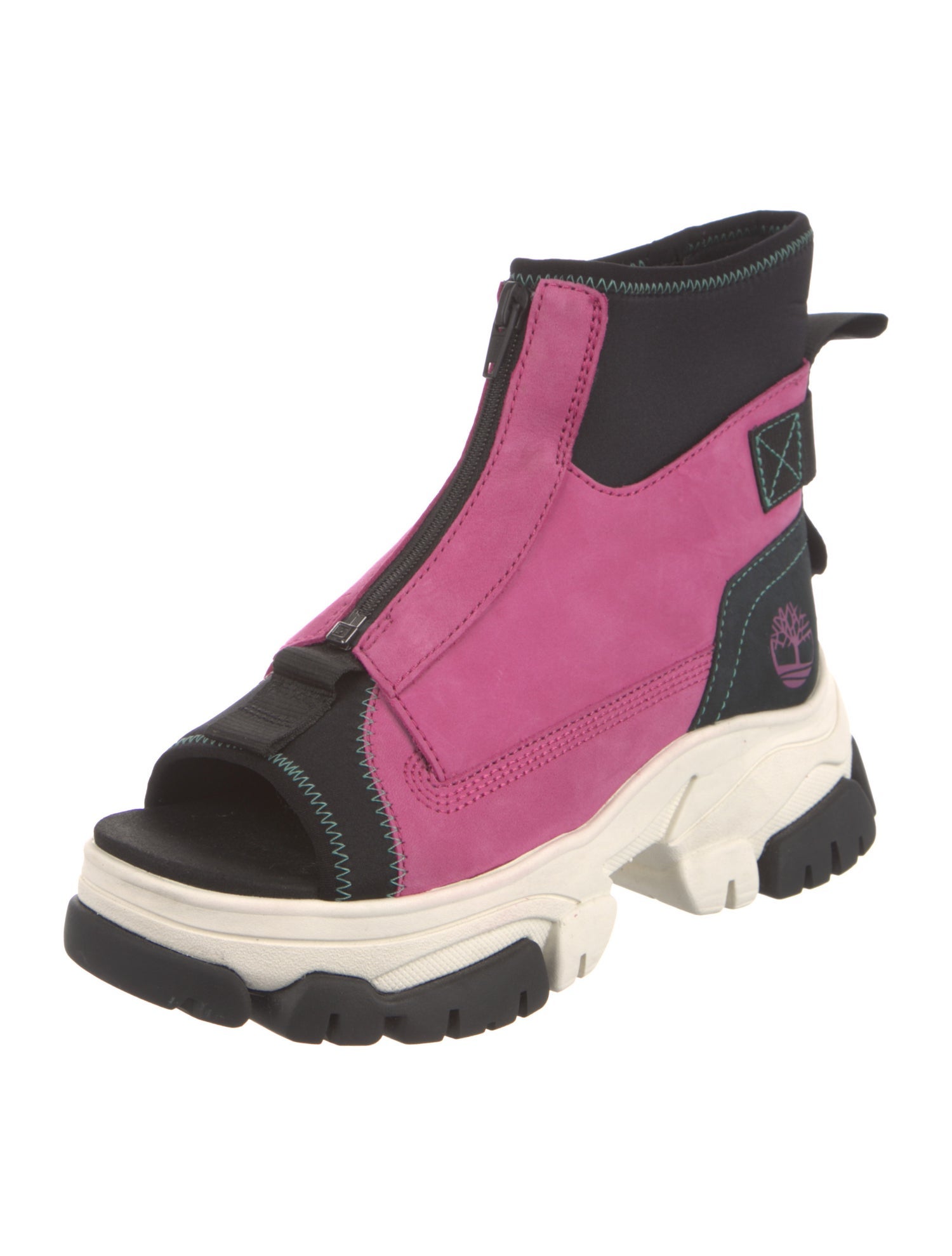 Timberland Leather Colorblock Pattern Lace-Up Boots