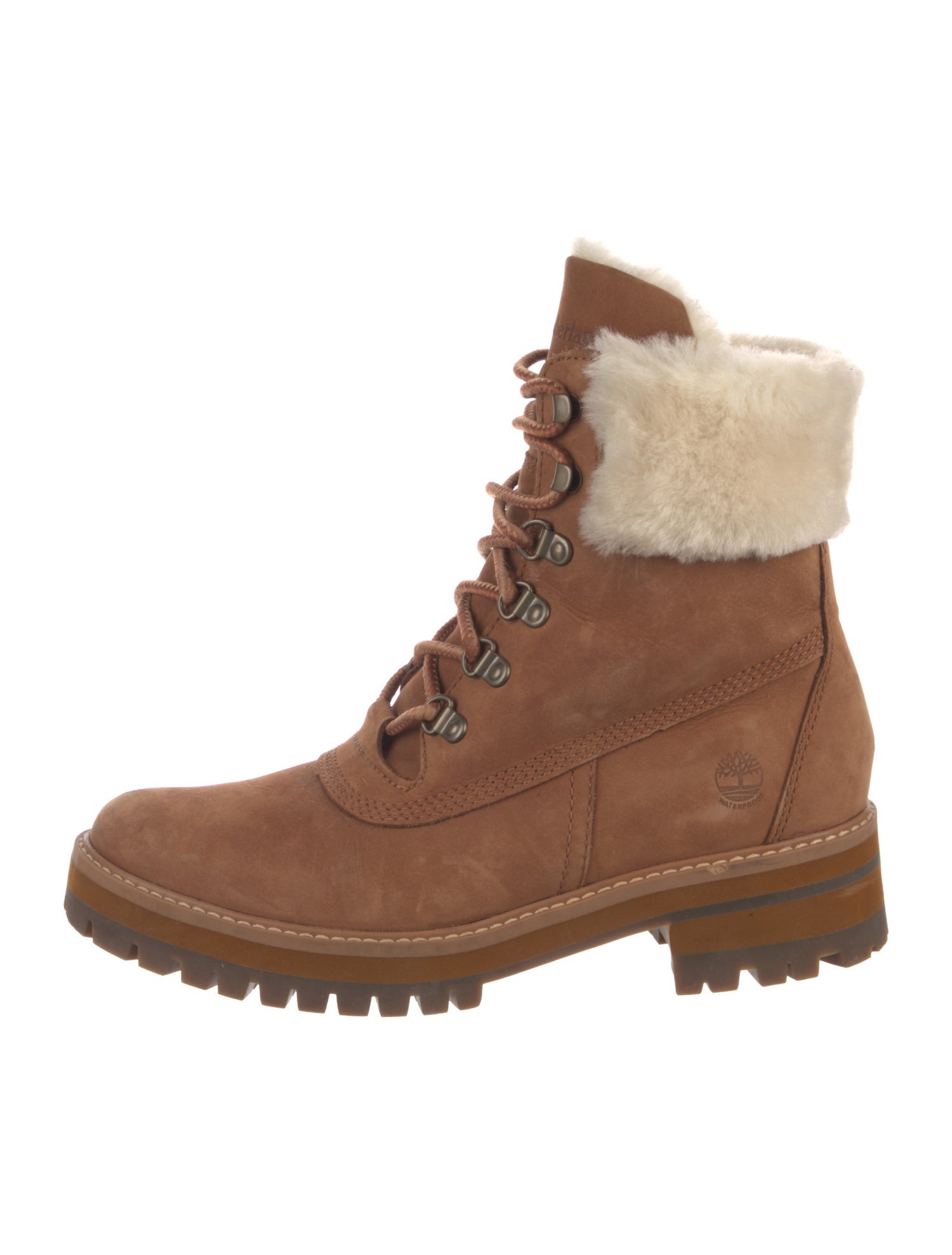 Timberland Suede Fur Trim Combat Boots
