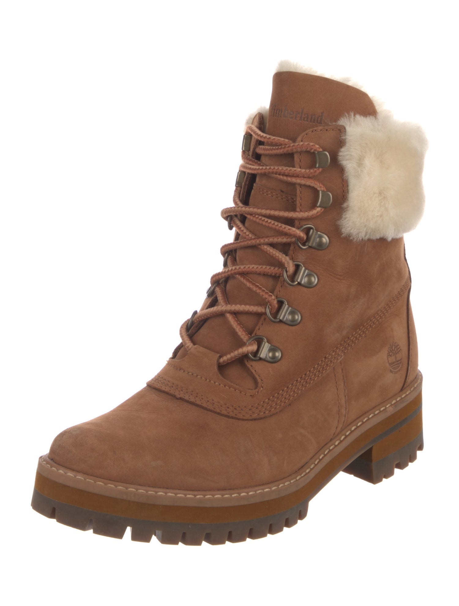 Timberland Suede Fur Trim Combat Boots