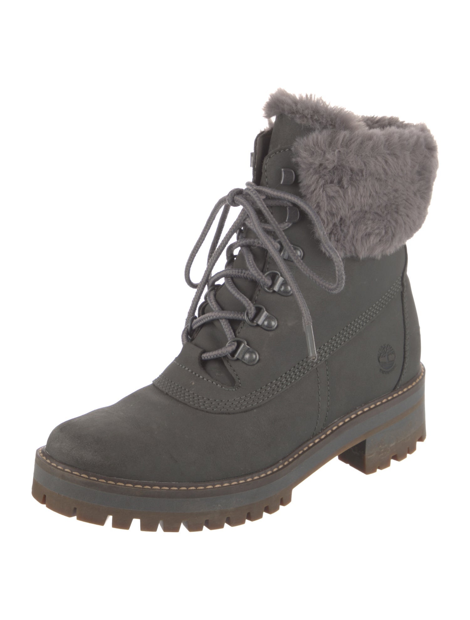 Timberland Suede Fur Trim Combat Boots
