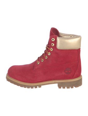Timberland Suede Colorblock Pattern Lace-Up Boots