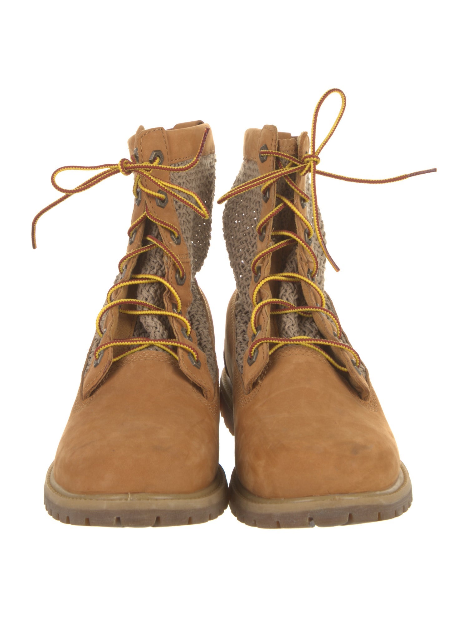 Timberland Leather Colorblock Pattern Combat Boots