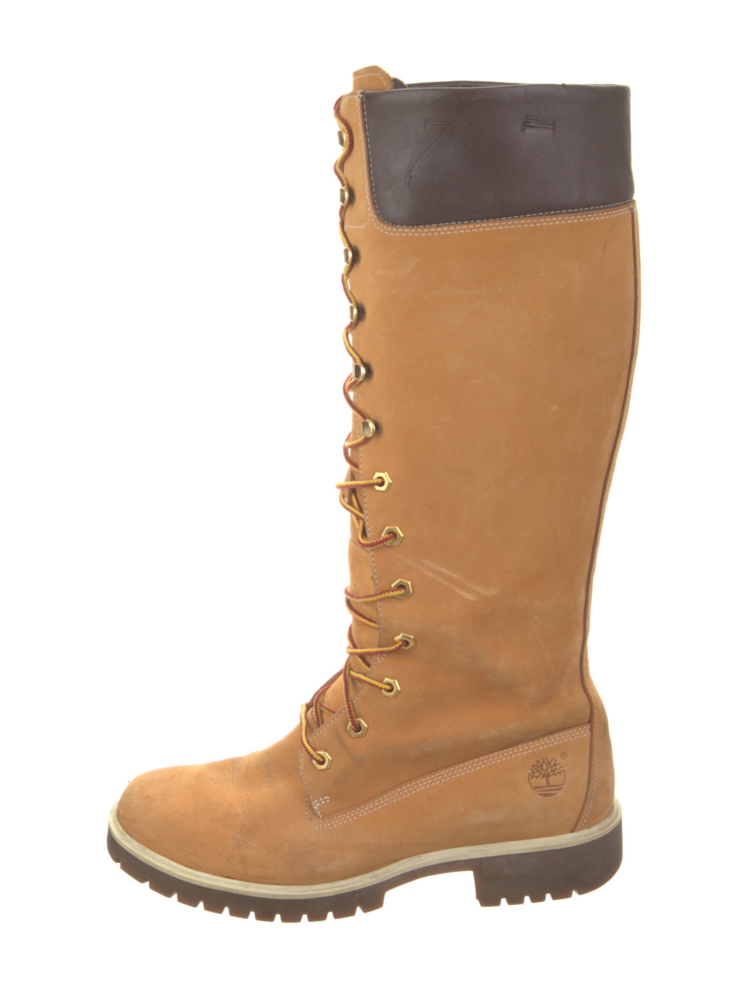 Timberland Leather Colorblock Pattern Lace-Up Boots