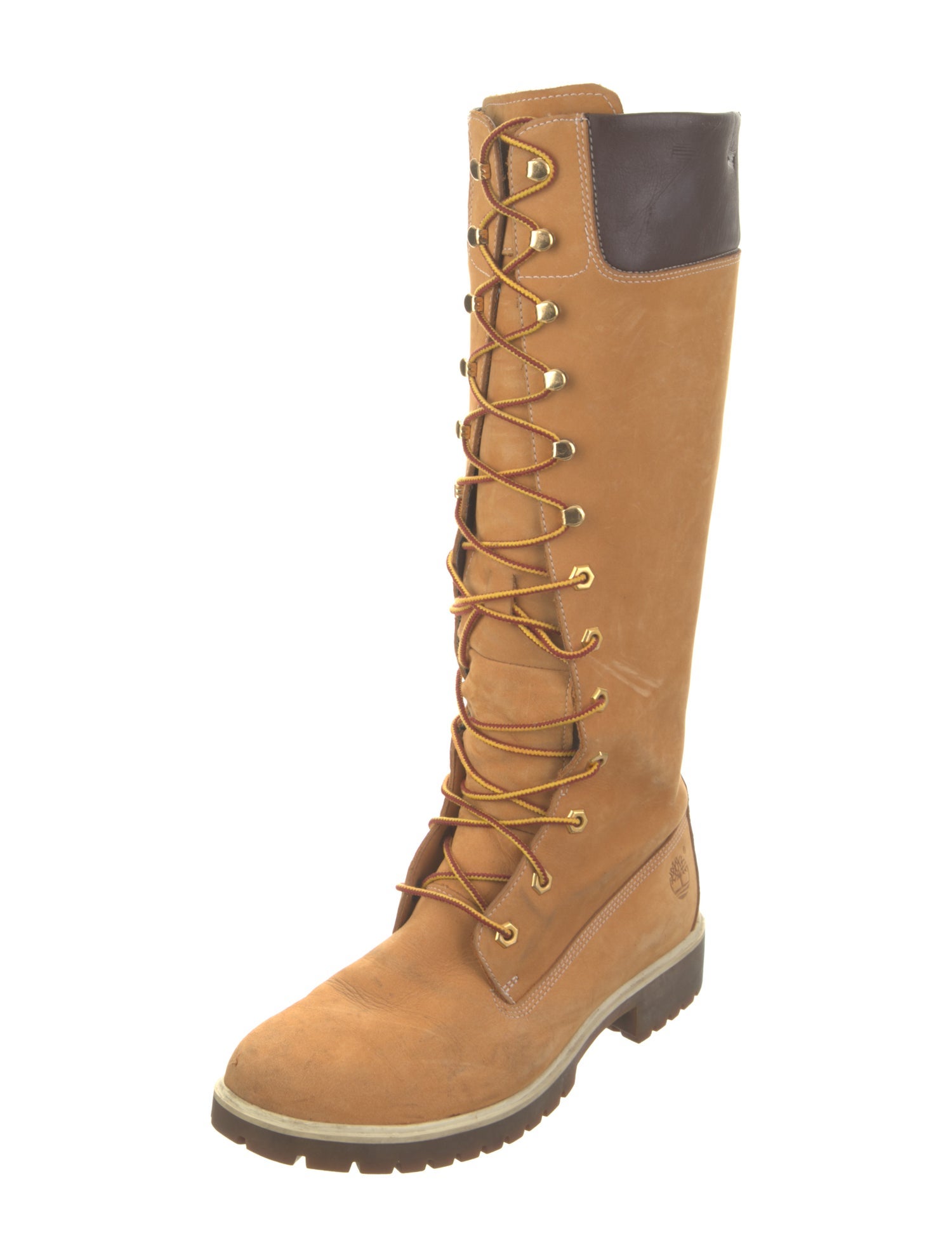 Timberland Leather Colorblock Pattern Lace-Up Boots