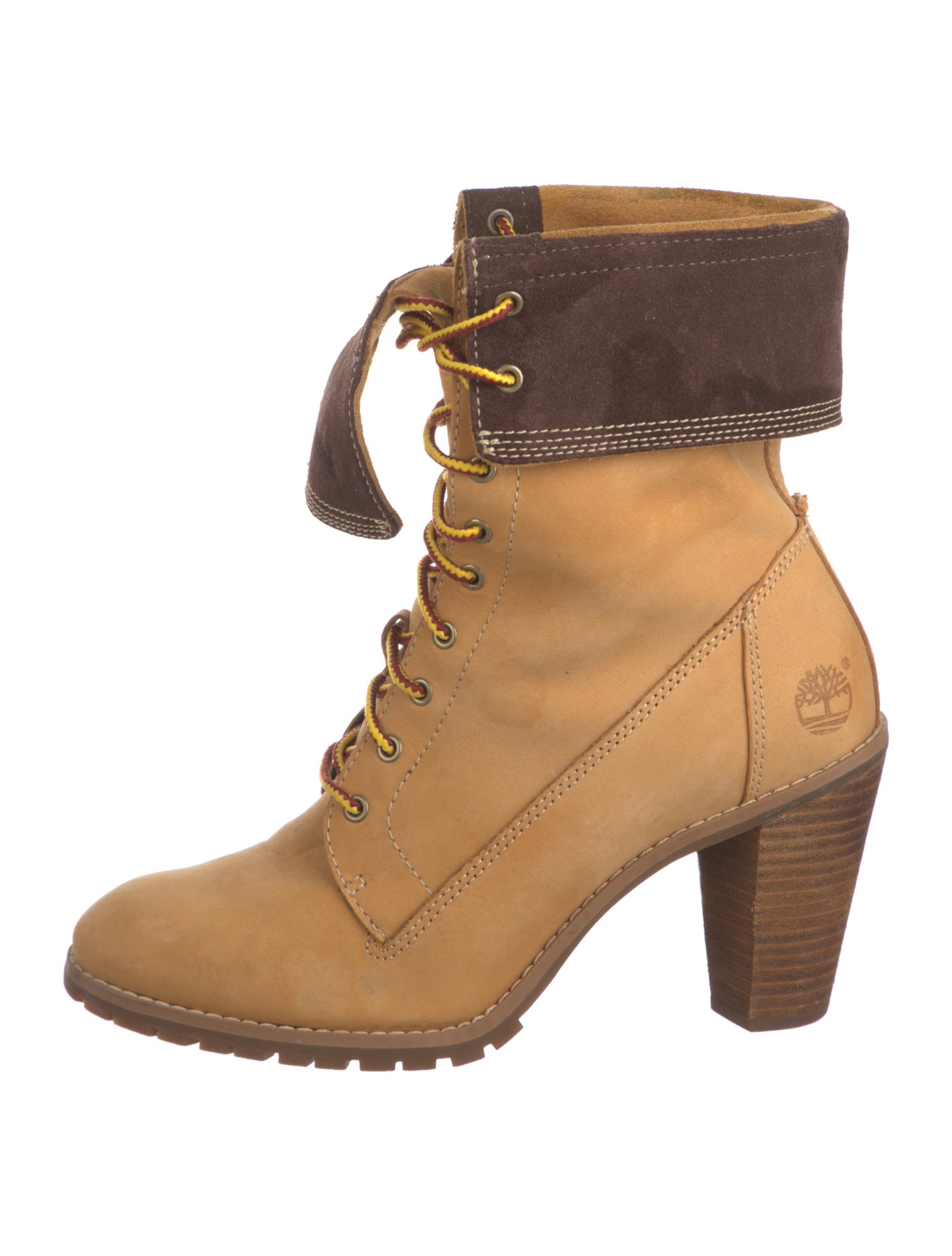 Nubuck Colorblock Pattern Lace-Up Boots