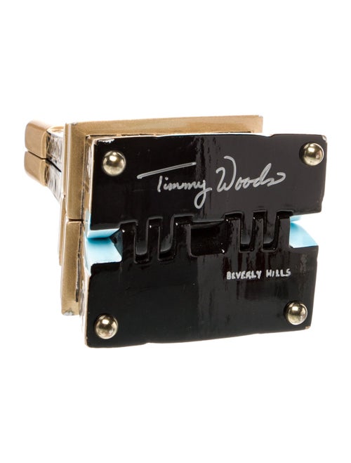 Timmy Woods Carved Acacia Wood Eiffel Tower Evening Bag