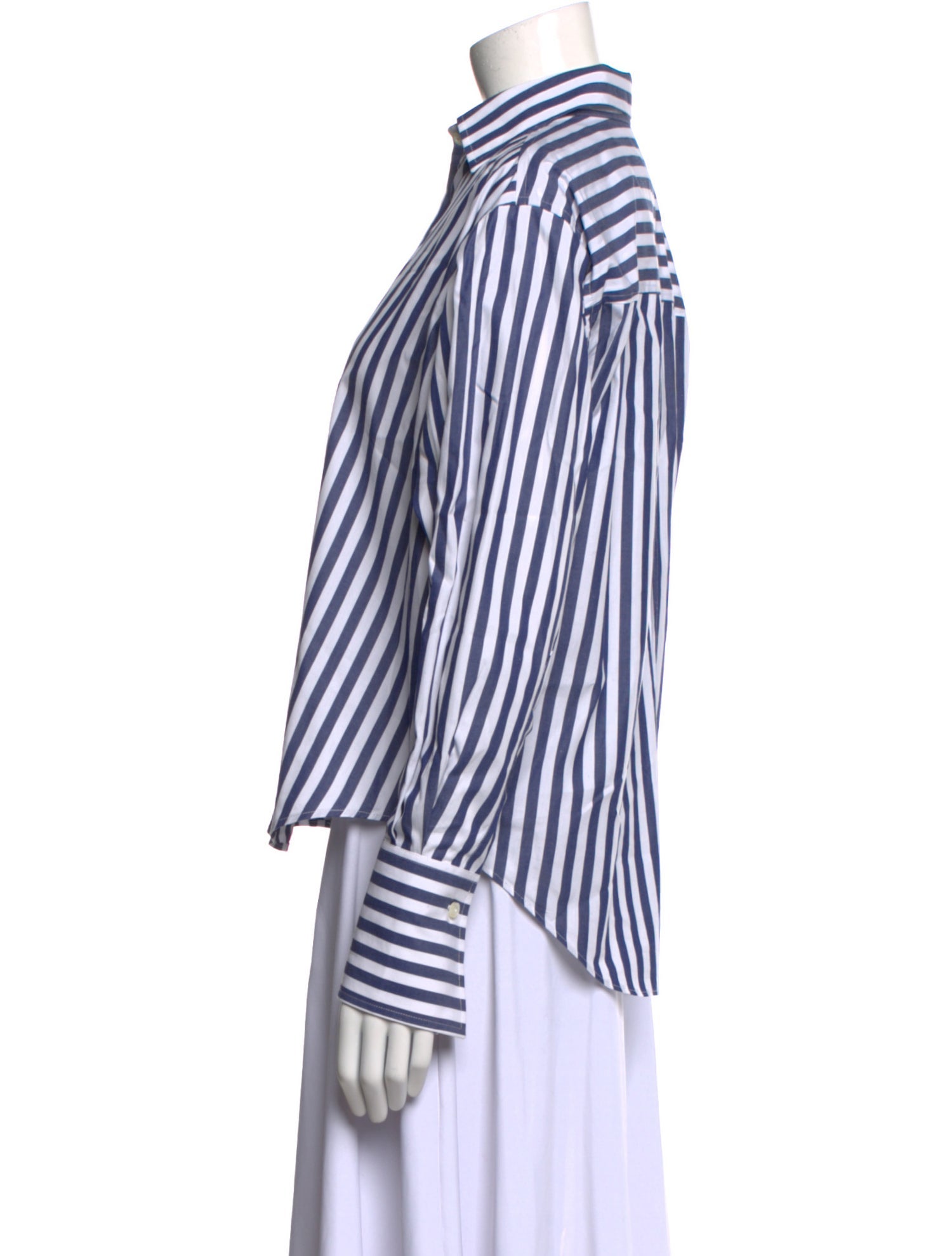 T. Line Striped Long Sleeve Button-Up Top