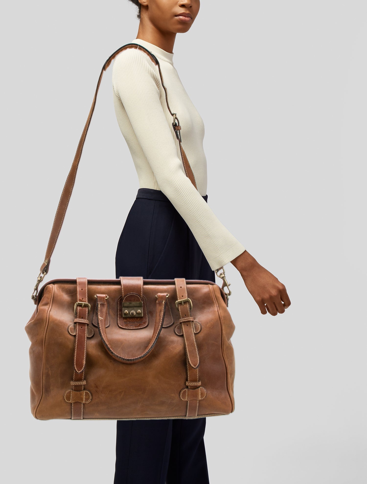 The J. Peterman Co. Leather Weekender Bag