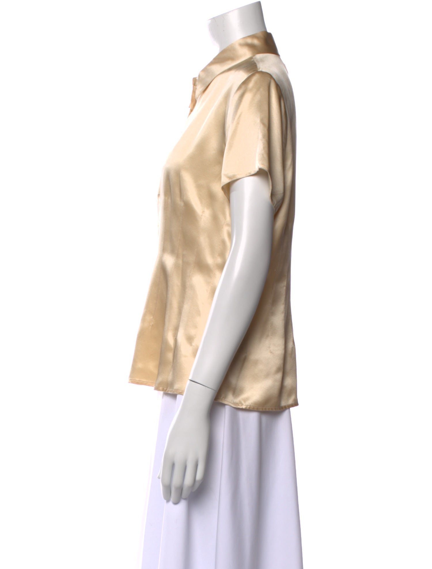 The J. Peterman Co. Silk Short Sleeve Button-Up Top