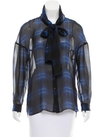 Thakoon Addition Plaid Silk Top