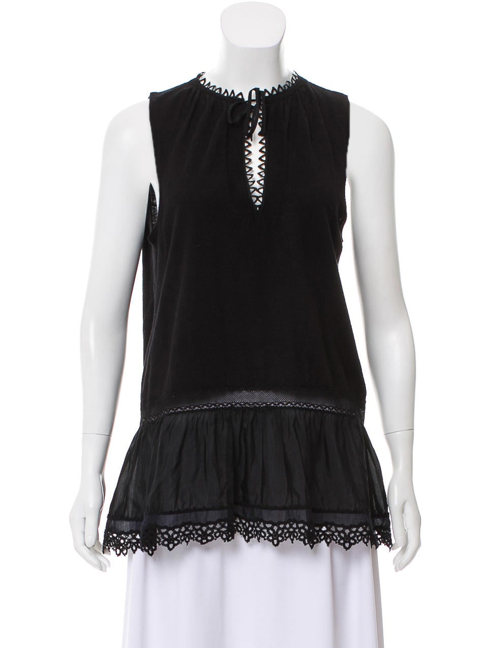 Thakoon Addition Crochet Panel Sleeveless Top Clothing Wtk24016 Women Clothing Thakoon Addition Crochet Panel Sleeveless Top