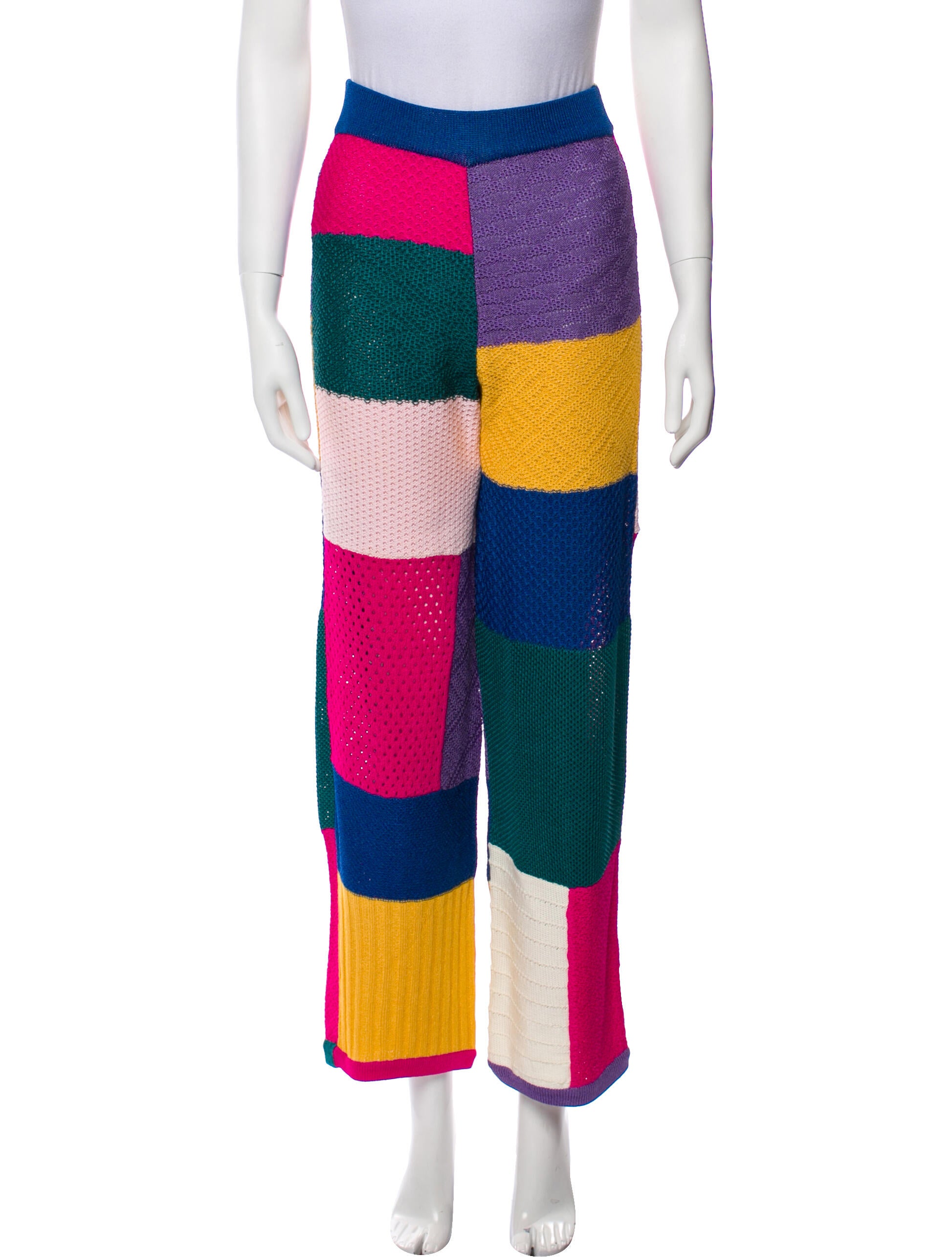 TL-180 Colorblock Pattern Wide Leg Pants