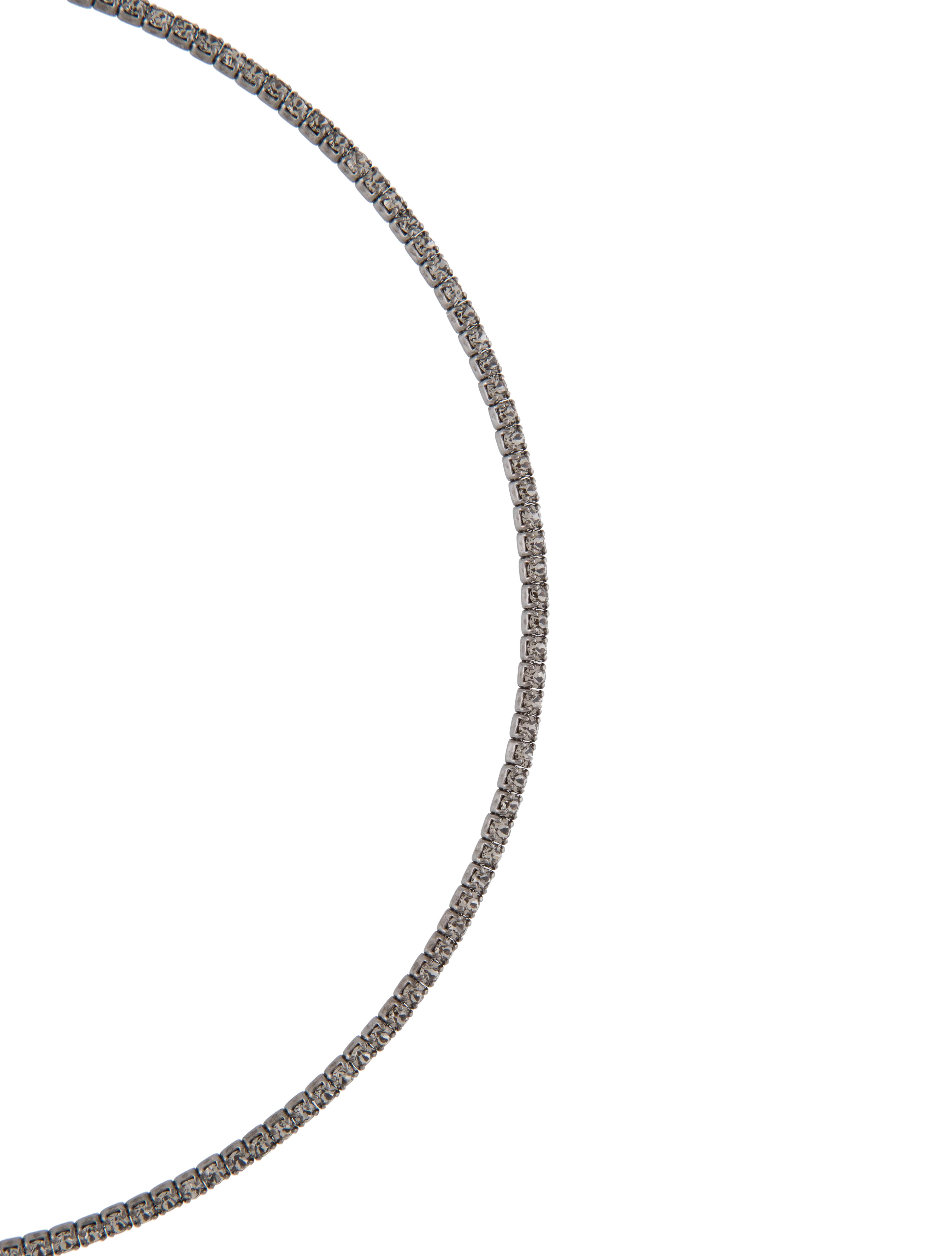 MIUMIU leather Beaded Crystal Stone Choker Necklace multicolor