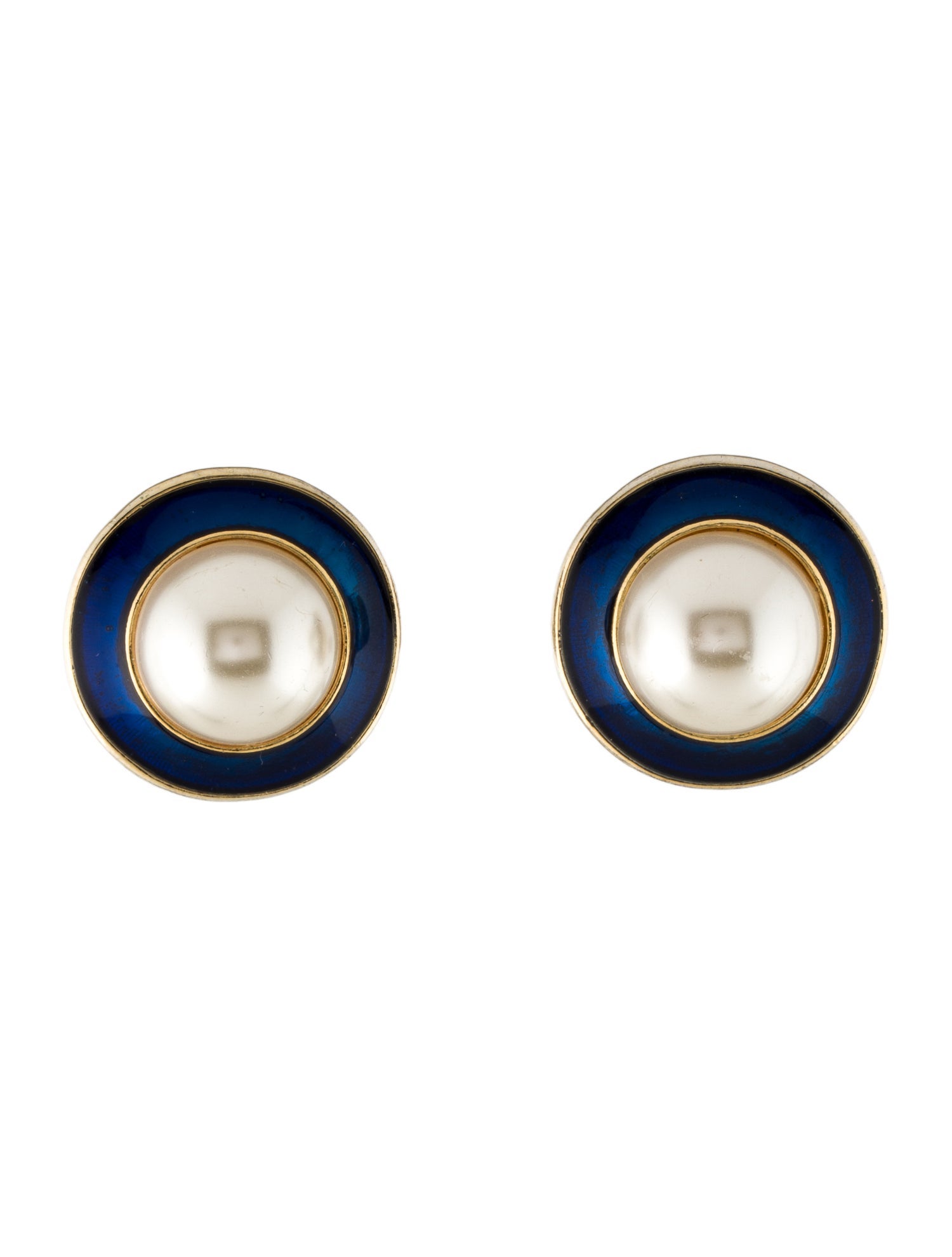 Talita London Faux Pearl & Enamel Clip-On Earrings