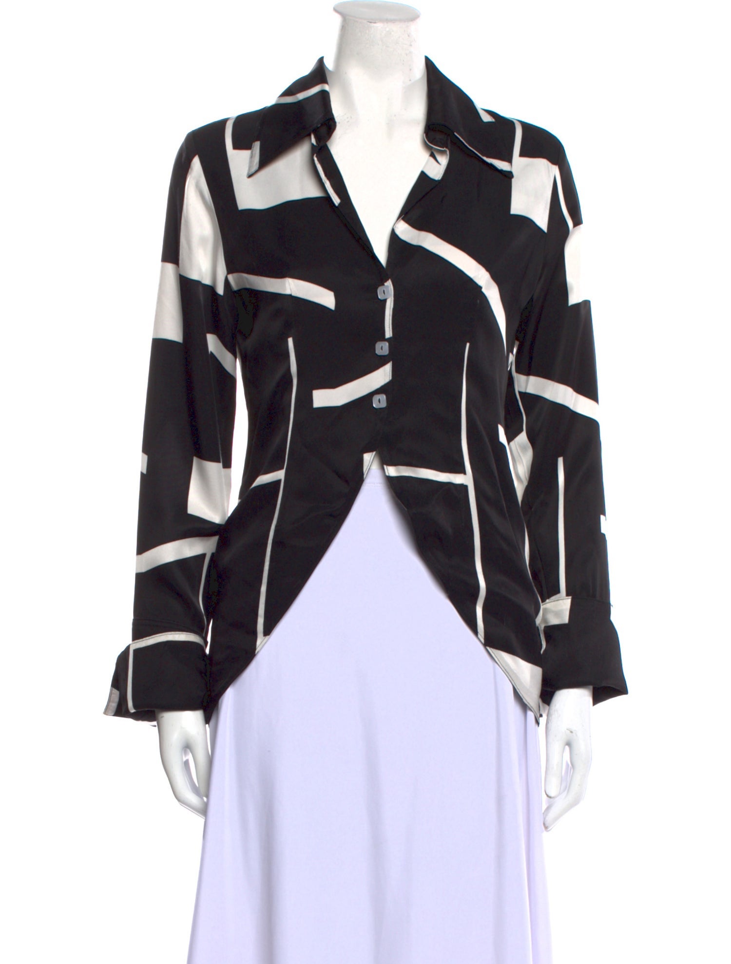 The Line by K Printed Long Sleeve Button-Up Top