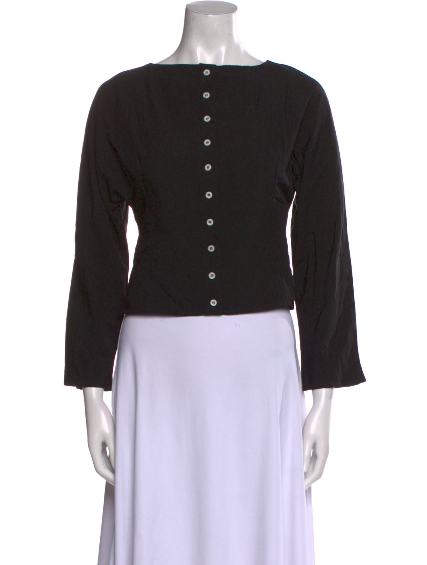 The Line by K Bateau Neckline Three-Quarter Sleeve Crop Top