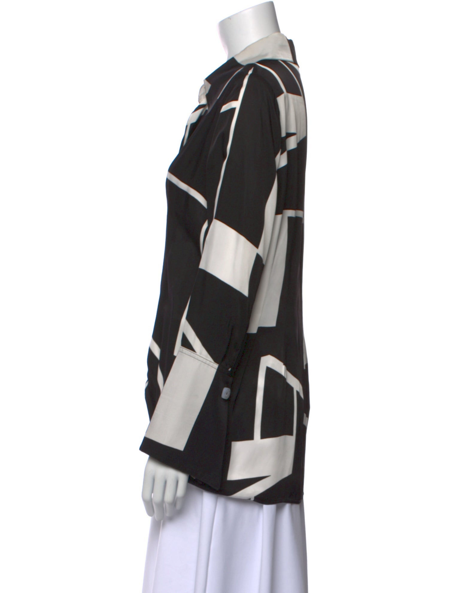 The Line by K Printed Long Sleeve Button-Up Top