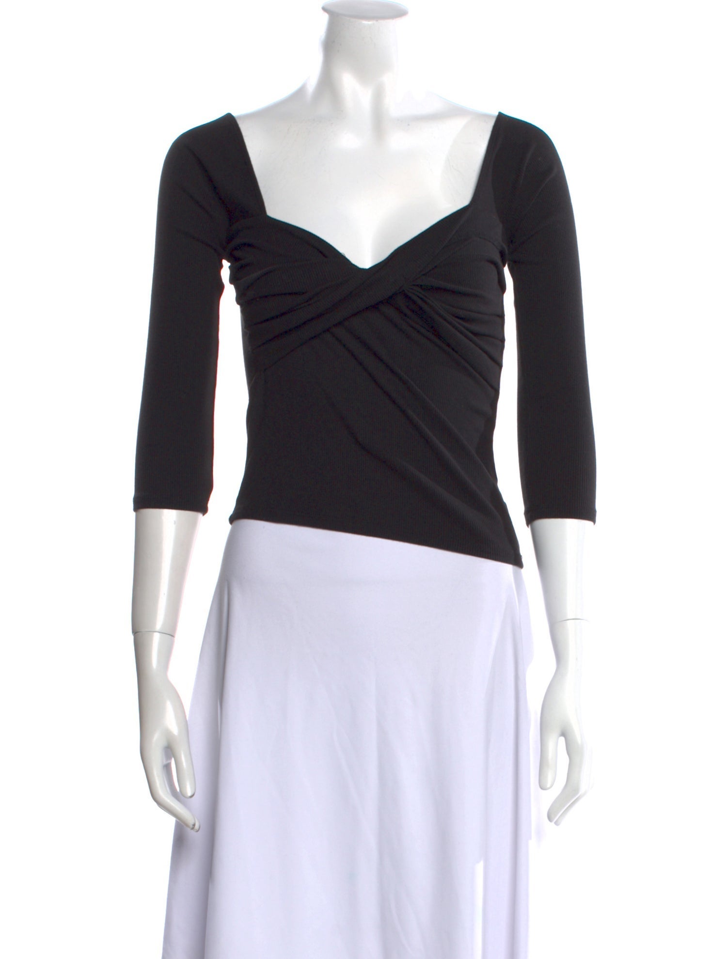 The Line by K V-Neck Three-Quarter Sleeve Crop Top