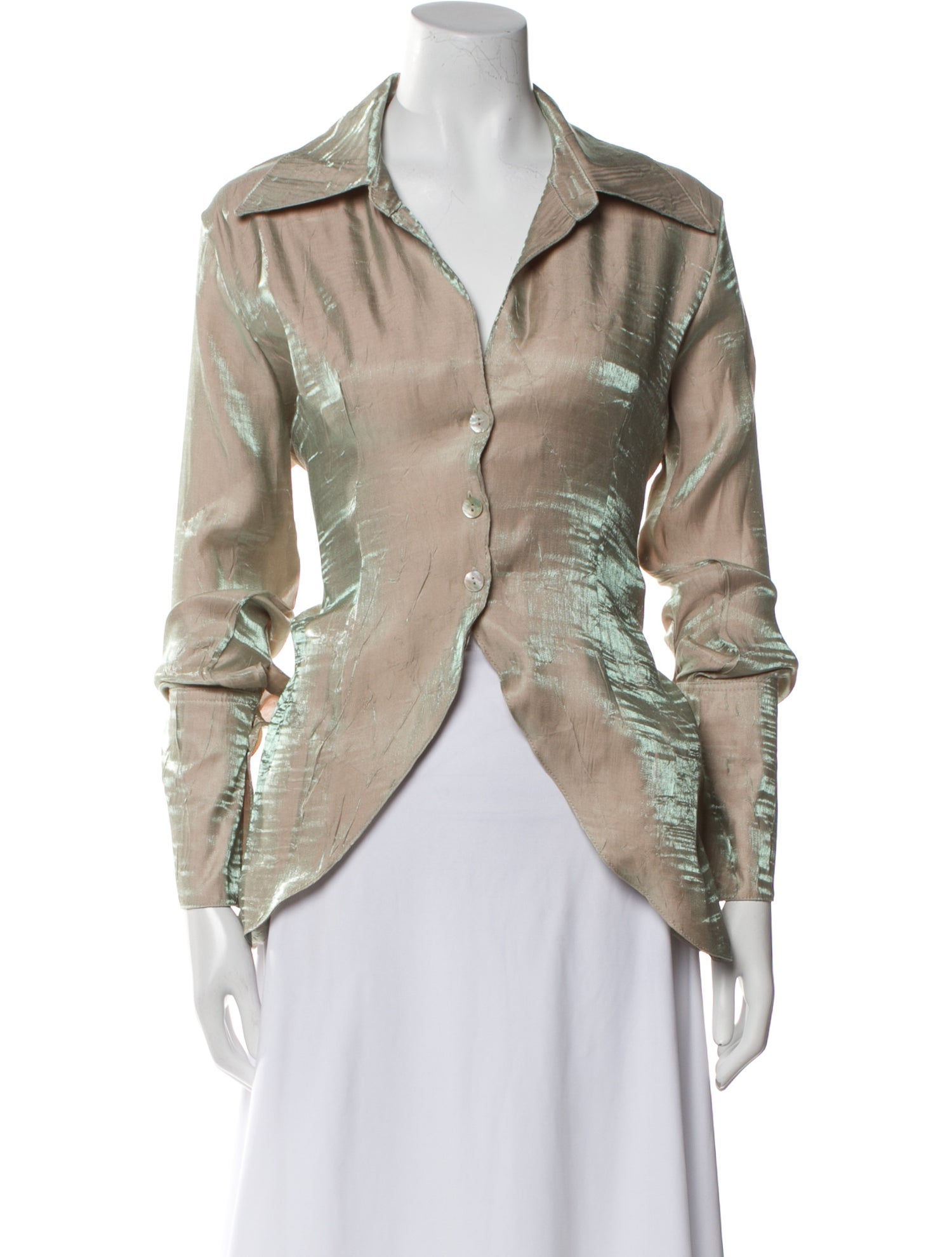 The Line by K V-Neck Long Sleeve Button-Up Top