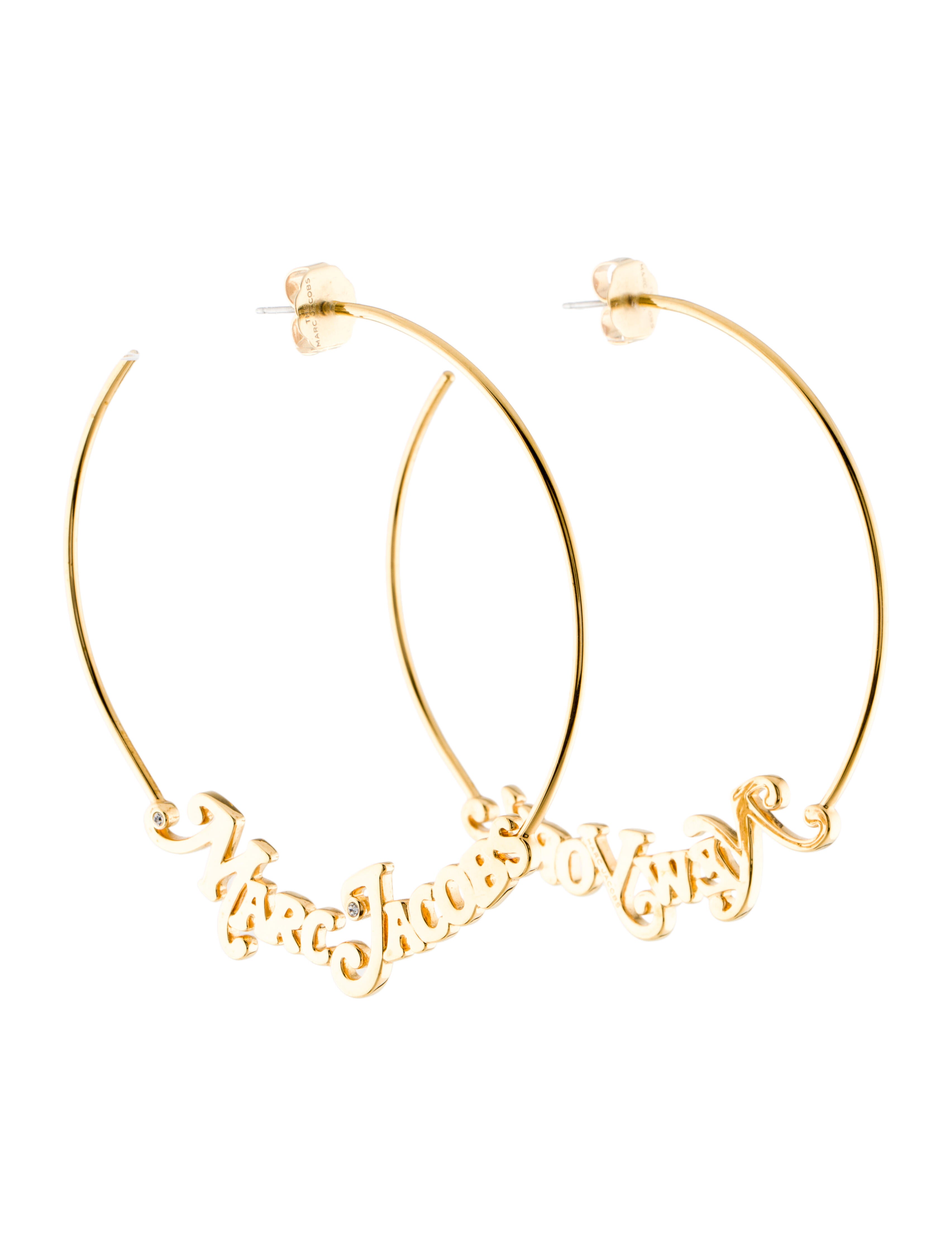 The Marc Jacobs New York Logo Crystal Hoop Earrings - Gold