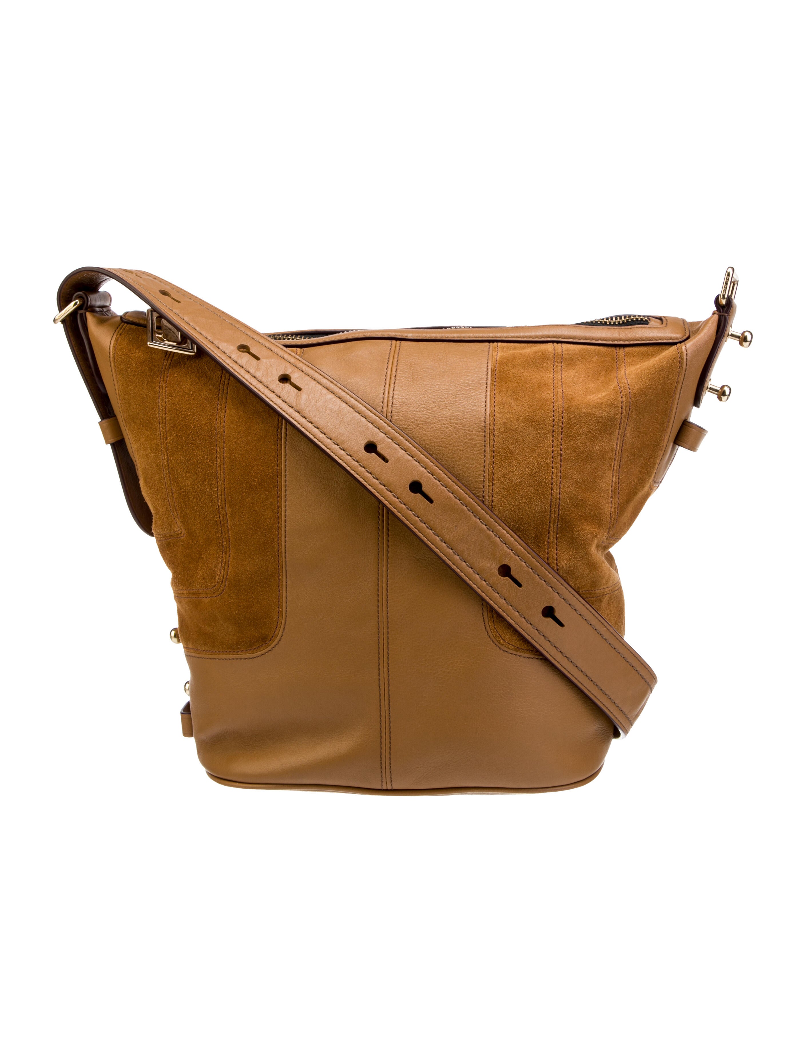 The Marc Jacobs Leather SuedeTrim Crossbody Bag Brown Crossbody Bags