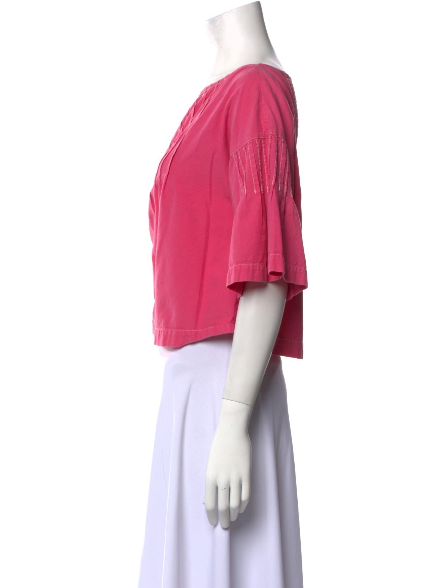 Tomorrowland Bateau Neckline Short Sleeve Crop Top