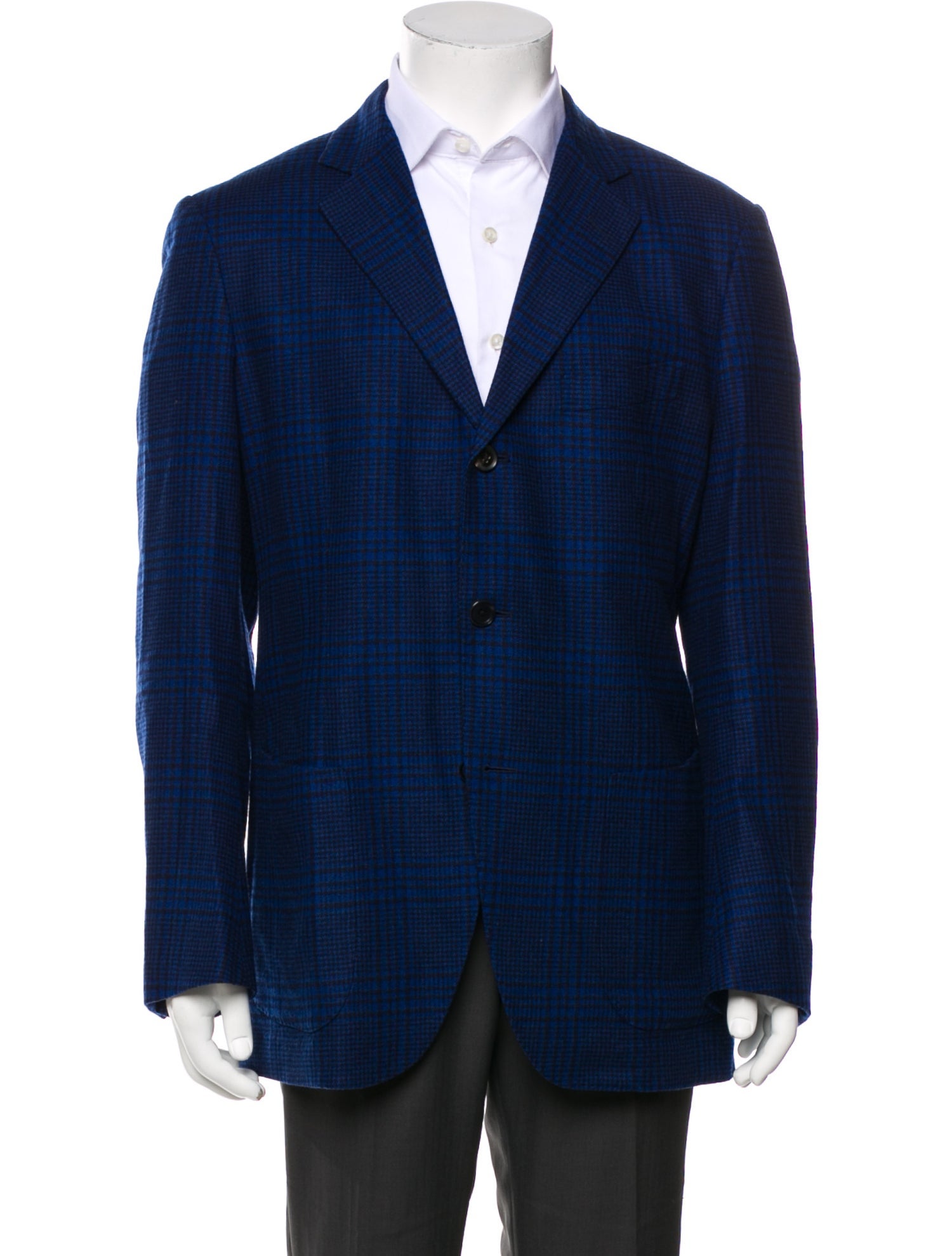 Tomorrowland Wool Plaid Print Blazer