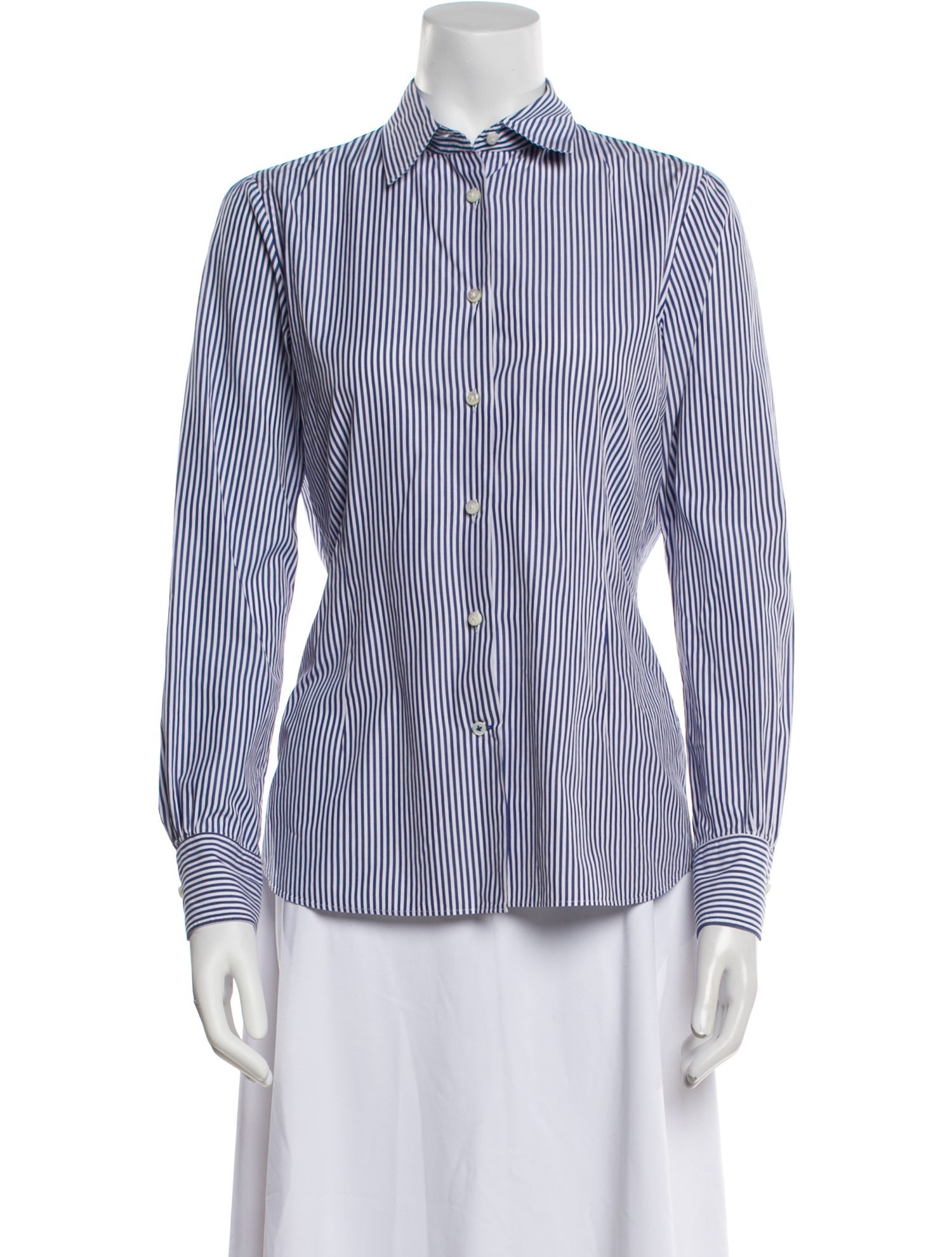 Tomorrowland Striped Long Sleeve Button-Up Top