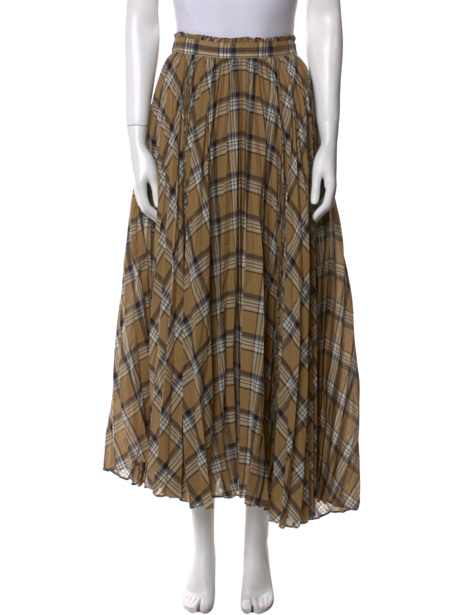 Tomorrowland Plaid Print Midi Length Skirt