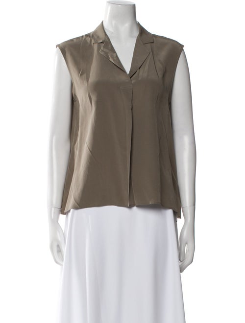 Tomorrowland Silk V-Neck Button-Up Top