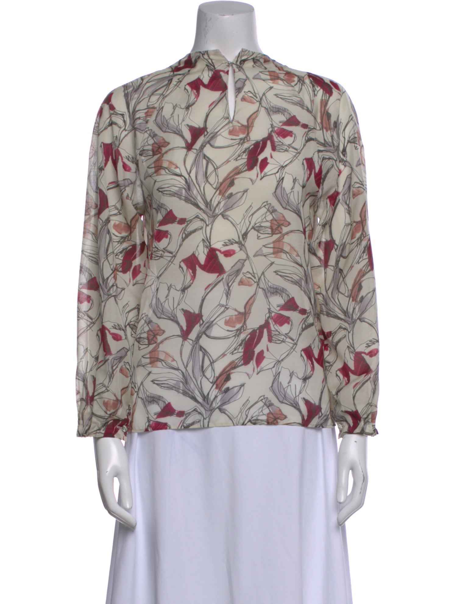 Tomorrowland Floral Print Mock Neck Blouse