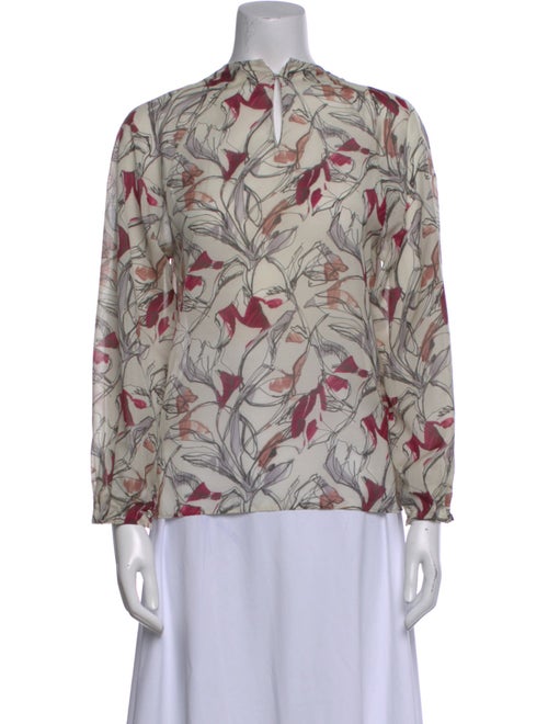 Tomorrowland Floral Print Mock Neck Blouse