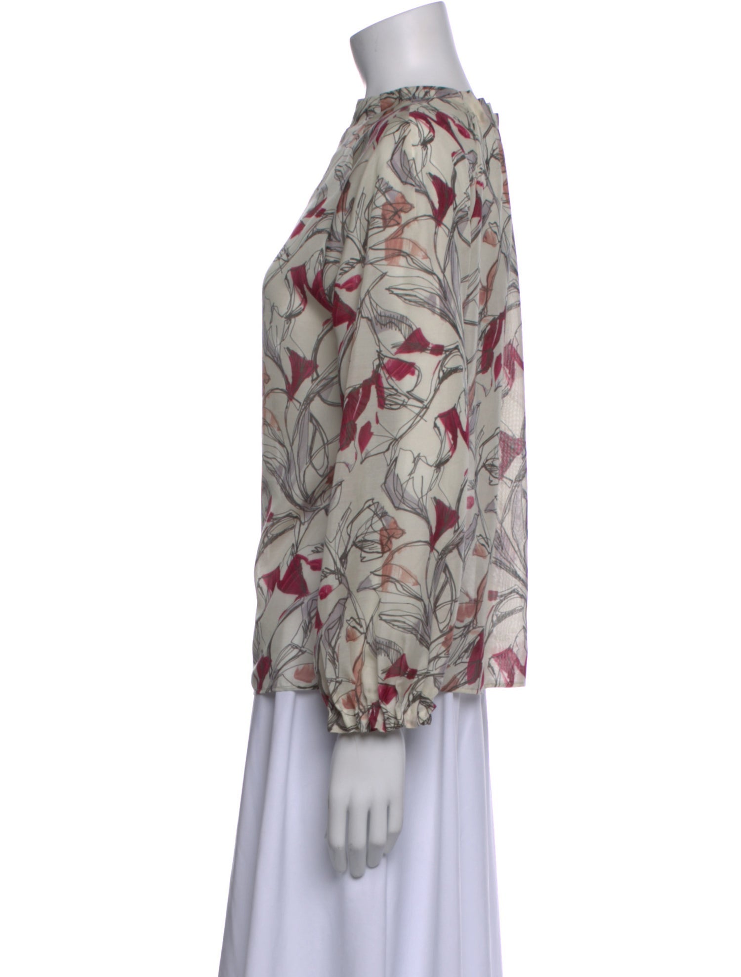 Tomorrowland Floral Print Mock Neck Blouse