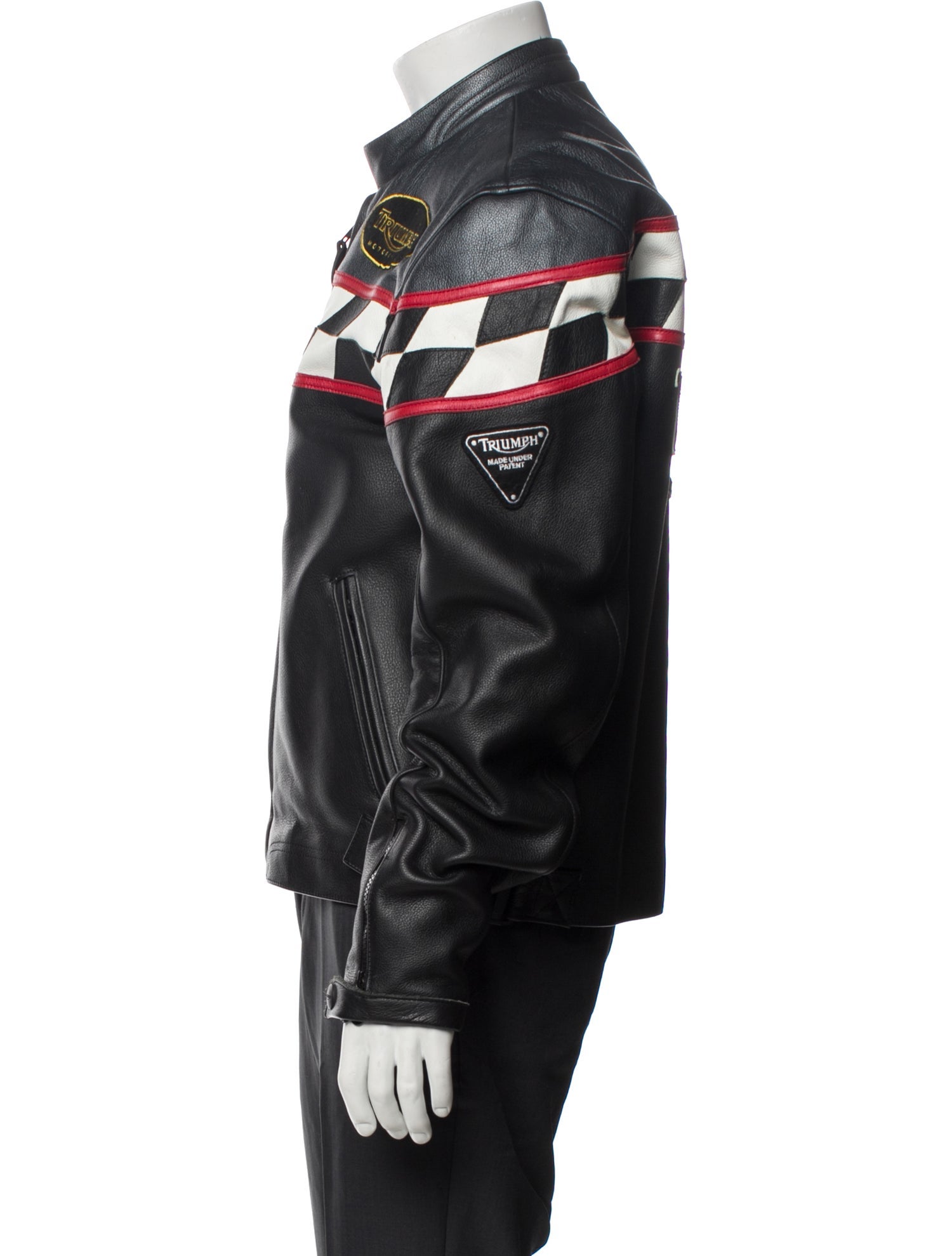 Triumph Motorcycles Leather Printed Moto Jacket - Black Outerwear