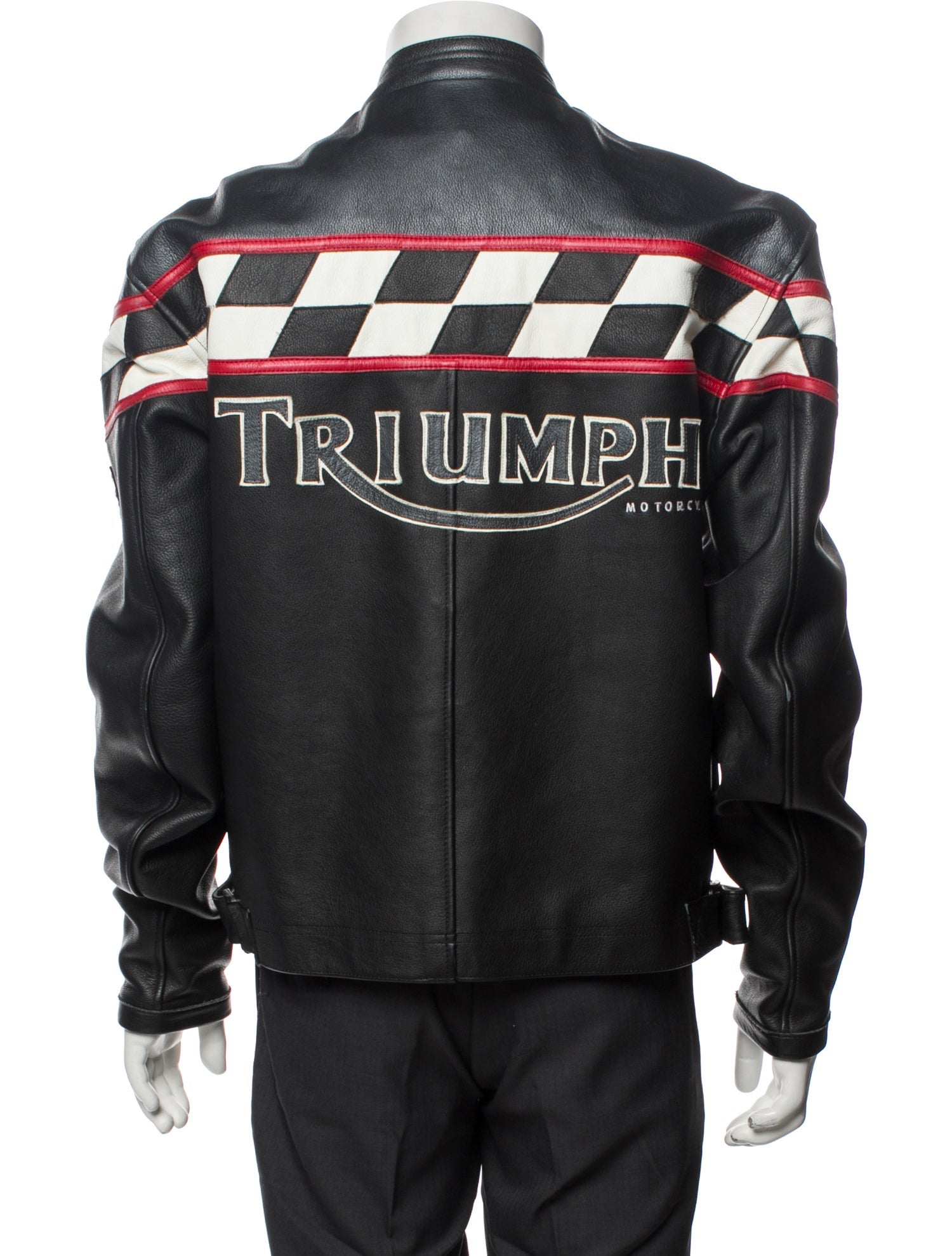 Triumph Motorcycles Leather Printed Moto Jacket - Black Outerwear