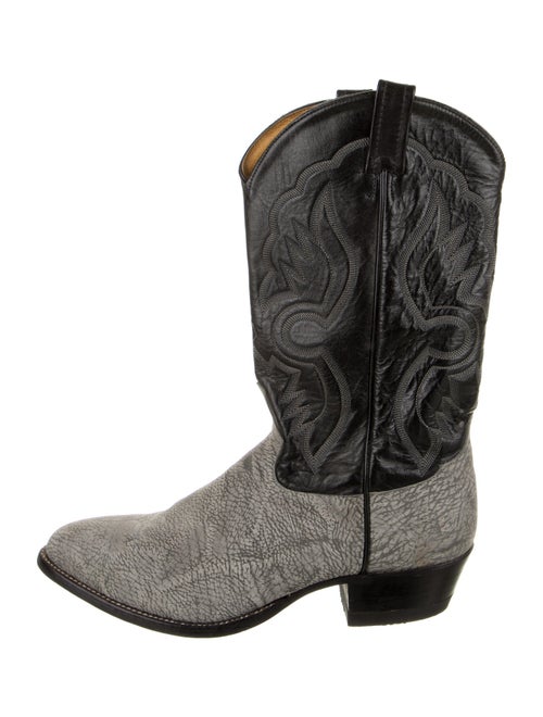 Tony Lama Leather Embroidered Accent Western Boots