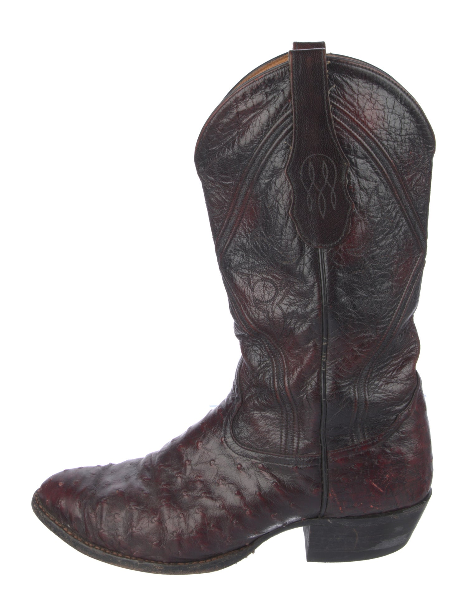 Tony Lama Leather Embroidered Accent Western Boots