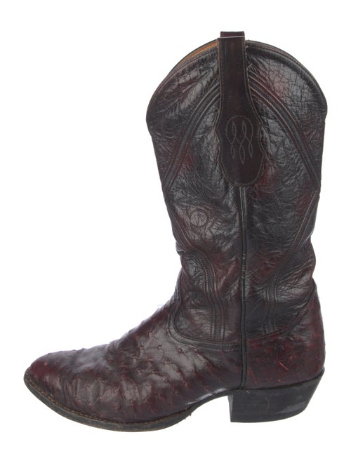 Tony Lama Leather Embroidered Accent Western Boots