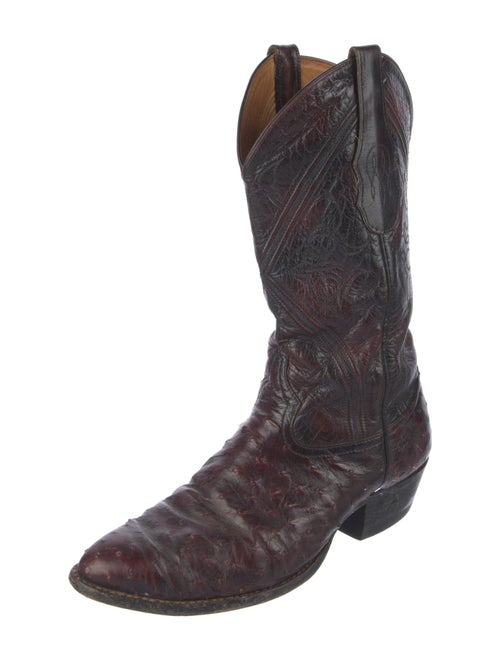 Tony Lama Leather Embroidered Accent Western Boots