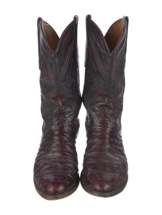 Tony Lama Leather Embroidered Accent Western Boots
