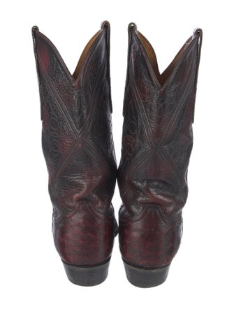 Tony Lama Leather Embroidered Accent Western Boots