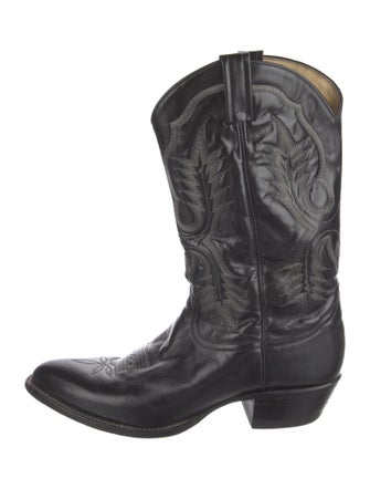 Tony Lama Leather Embroidered Accent Western Boots
