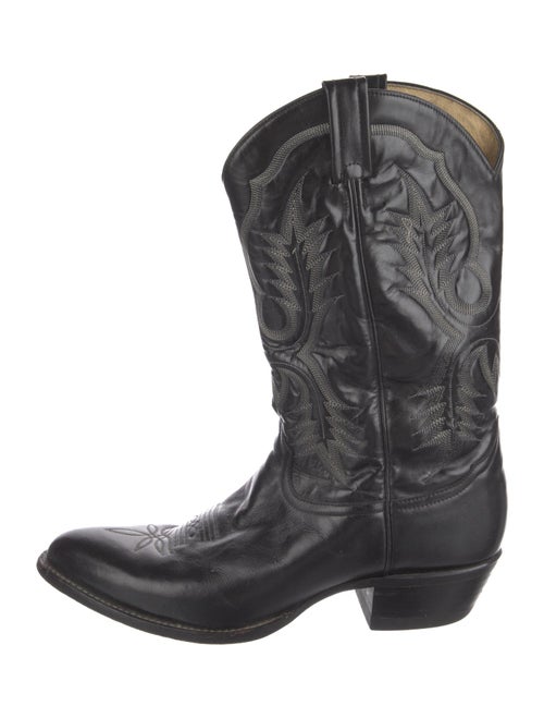 Tony Lama Leather Embroidered Accent Western Boots