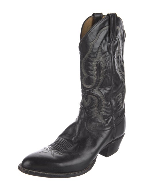 Tony Lama Leather Embroidered Accent Western Boots