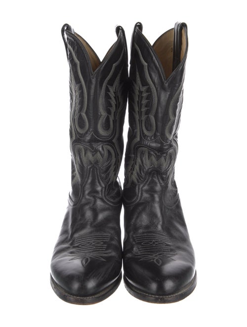 Tony Lama Leather Embroidered Accent Western Boots